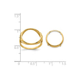 14 mm 14k Yellow Gold coin bezel ring for Canadian $1 Maple Leaf — size reference (ruler)