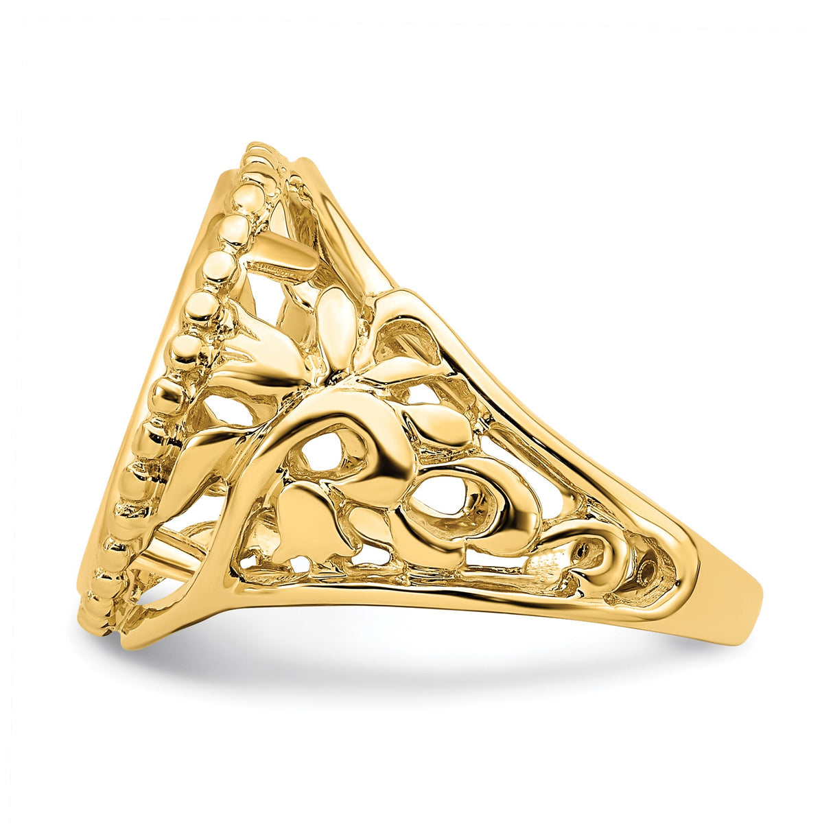 14 mm 14k Yellow Gold coin bezel ring for Canadian $1 Maple Leaf — additional image