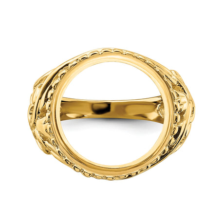 14 mm 14k Yellow Gold coin bezel ring for Canadian $1 Maple Leaf — additional image