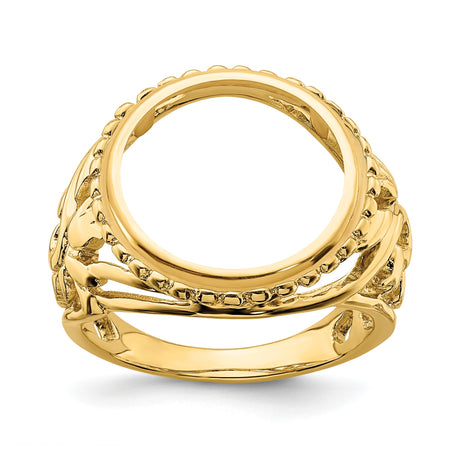 14 mm 14k Yellow Gold coin bezel ring for Canadian $1 Maple Leaf — additional image