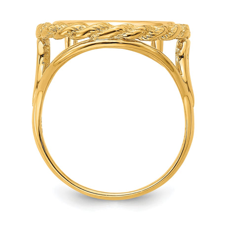 14 mm 14k Yellow Gold coin bezel ring for Canadian $1 Maple Leaf — alternate view