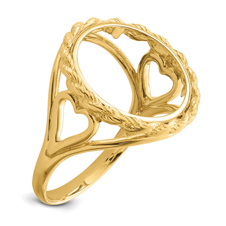14 mm 14k Yellow Gold coin bezel ring for Canadian $1 Maple Leaf