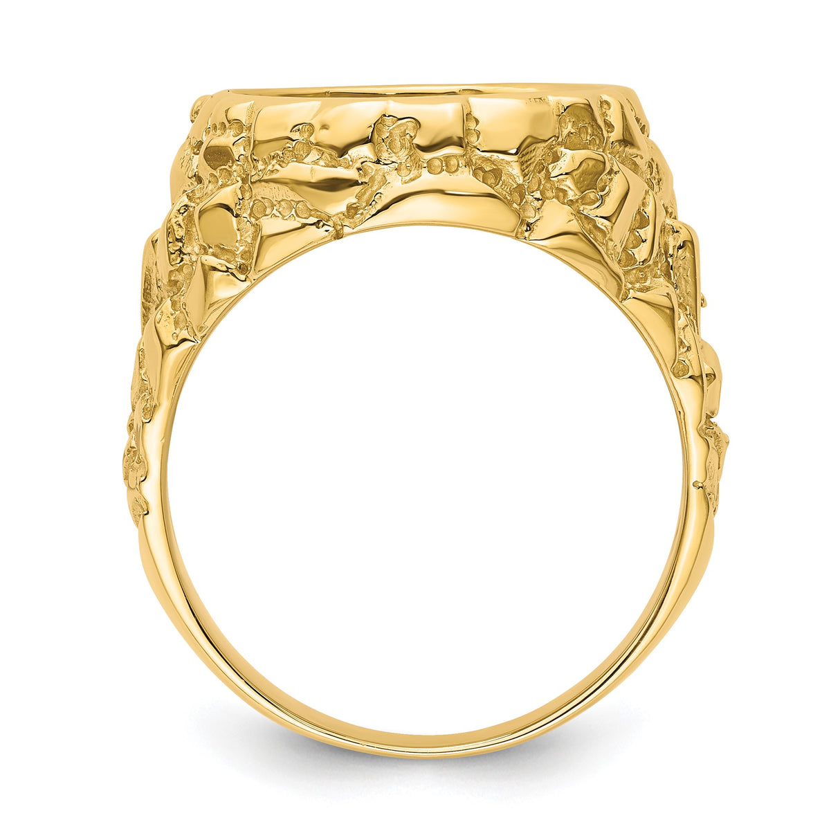 14 mm 14k Yellow Gold coin bezel ring for Canadian $1 Maple Leaf — alternate view