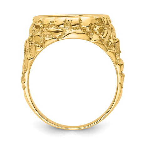 14 mm 14k Yellow Gold coin bezel ring for Canadian $1 Maple Leaf — alternate view