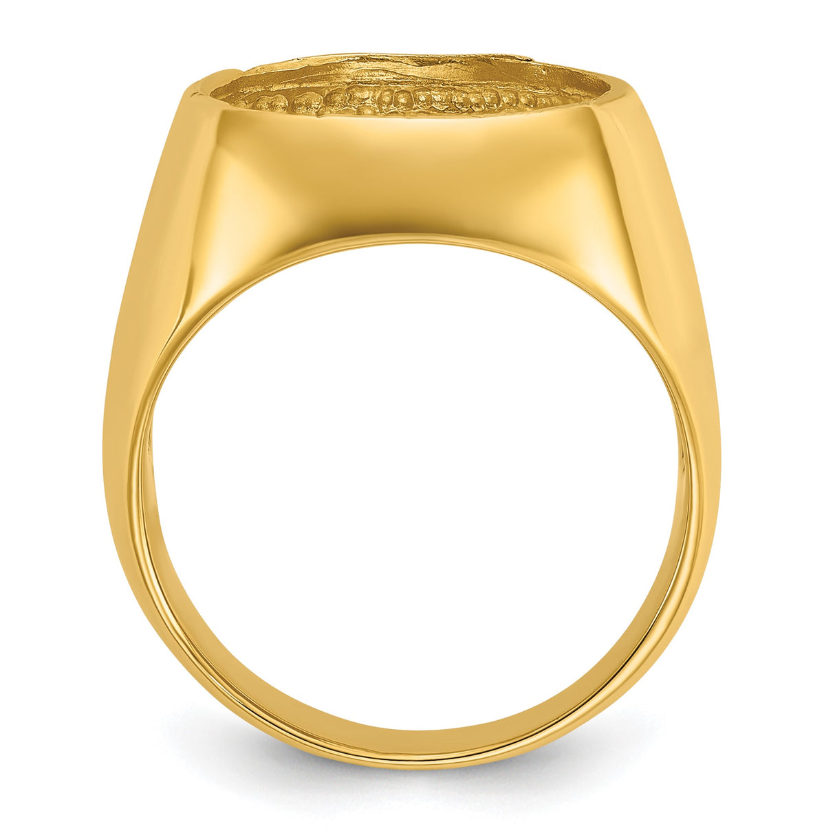 14 mm 14k Yellow Gold coin bezel ring for Canadian $1 Maple Leaf — alternate view