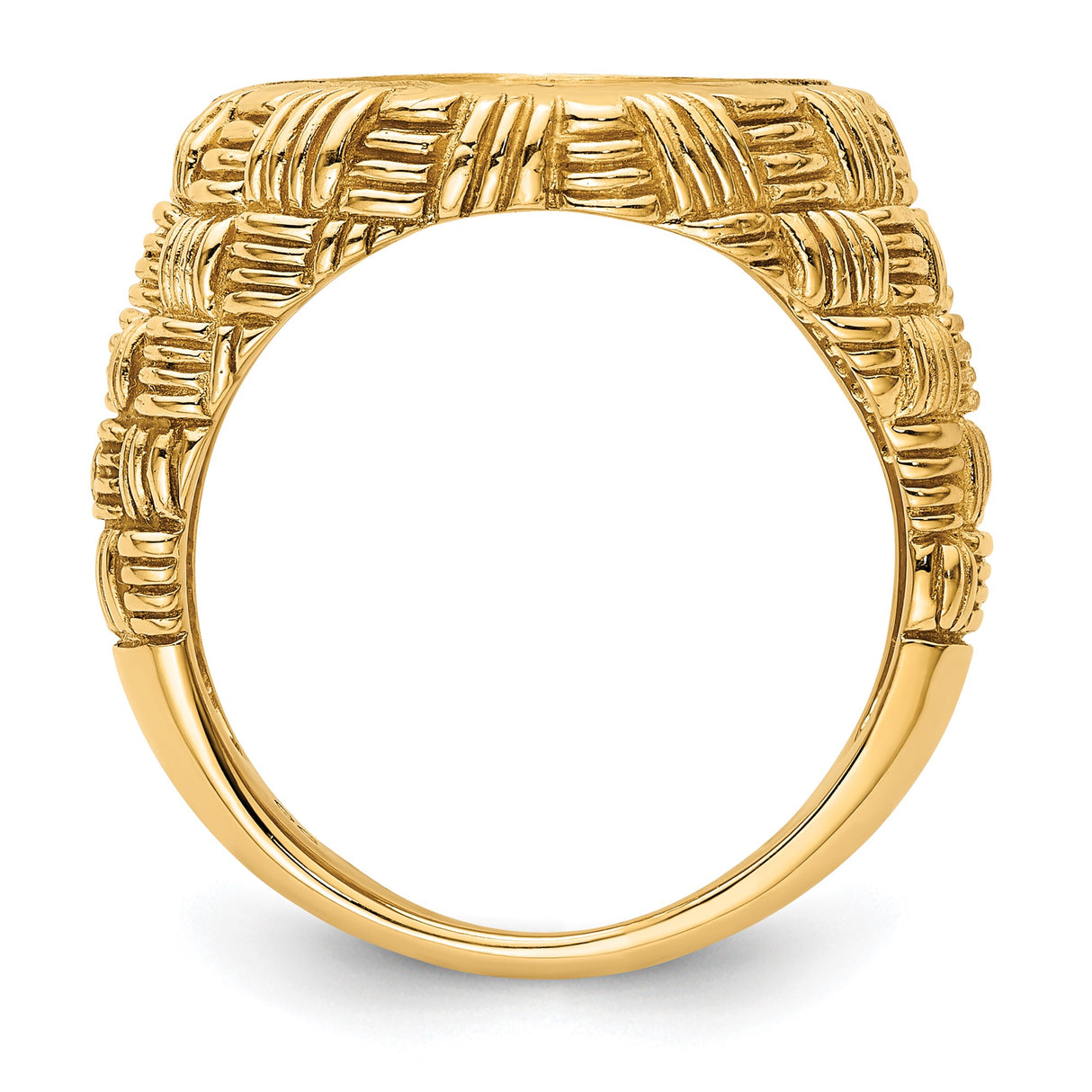 14 mm 14k Yellow Gold coin bezel ring for Canadian $1 Maple Leaf — alternate view