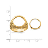 14 mm 14k Yellow Gold coin bezel ring for Canadian $1 Maple Leaf — size reference (ruler)