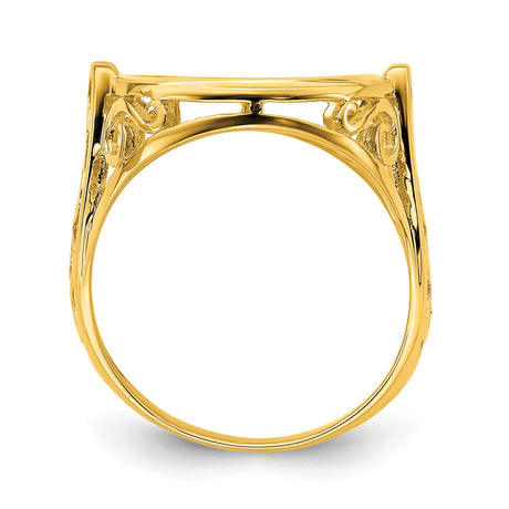 14 mm 14k Yellow Gold coin bezel ring for Canadian $1 Maple Leaf — alternate view