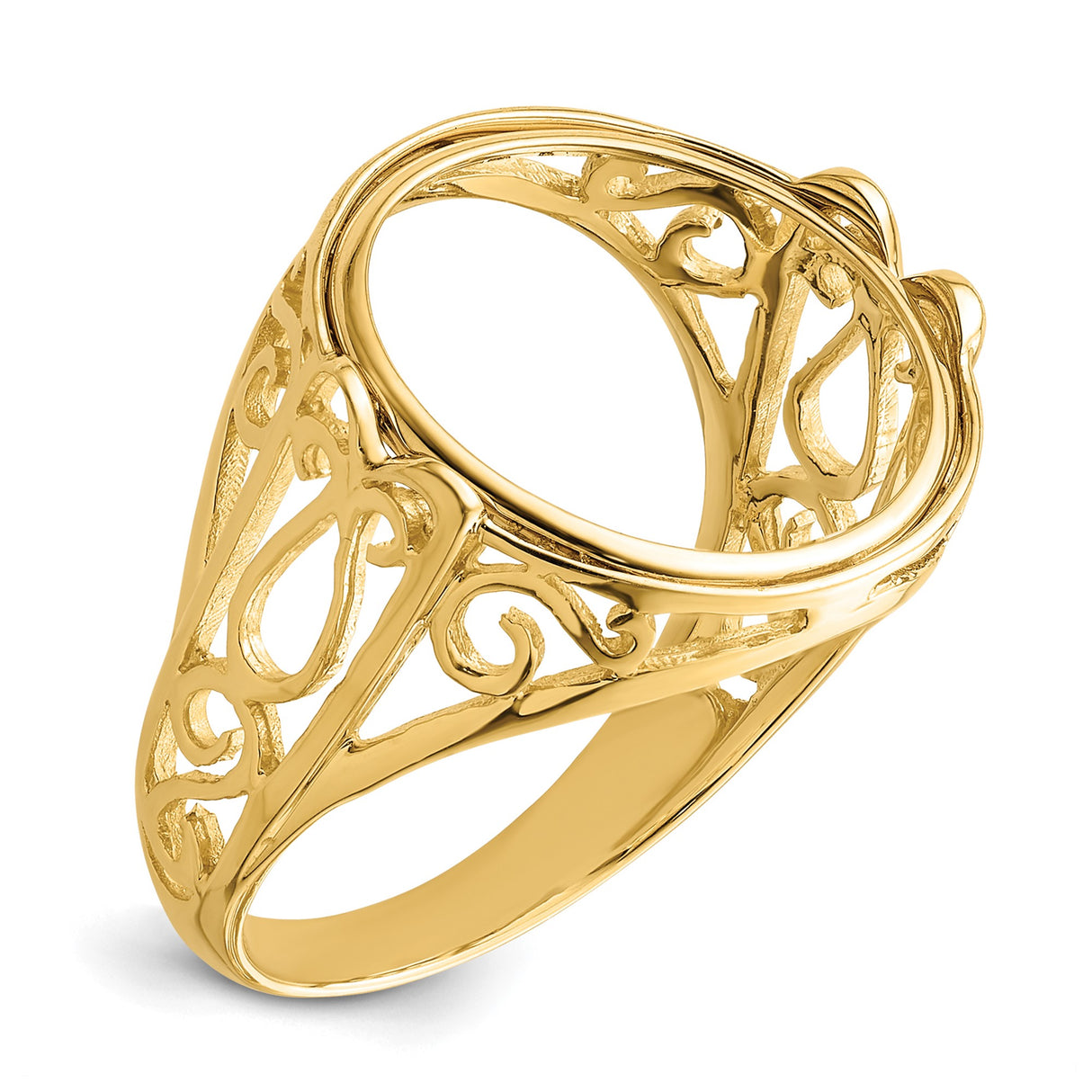 14 mm 14k Yellow Gold coin bezel ring for Canadian $1 Maple Leaf