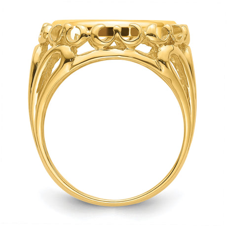 14 mm 14k Yellow Gold coin bezel ring for Canadian $1 Maple Leaf — alternate view