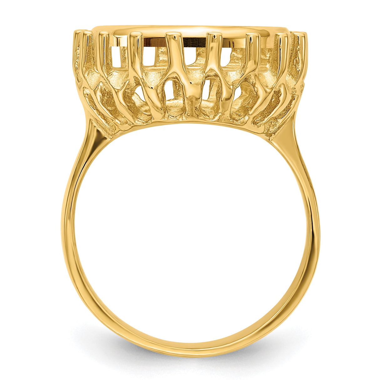 14 mm 14k Yellow Gold coin bezel ring for Canadian $1 Maple Leaf — alternate view