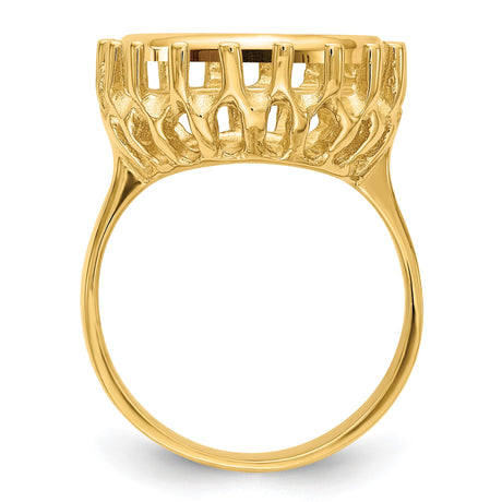 14 mm 14k Yellow Gold coin bezel ring for Canadian $1 Maple Leaf — alternate view