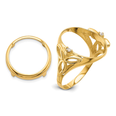14 mm 14k Yellow Gold coin bezel ring for Canadian $1 Maple Leaf — additional image