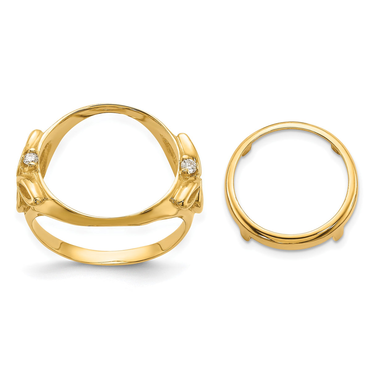14 mm 14k Yellow Gold coin bezel ring for Canadian $1 Maple Leaf