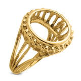 14 mm 14k Yellow Gold coin bezel ring for Canadian $1 Maple Leaf