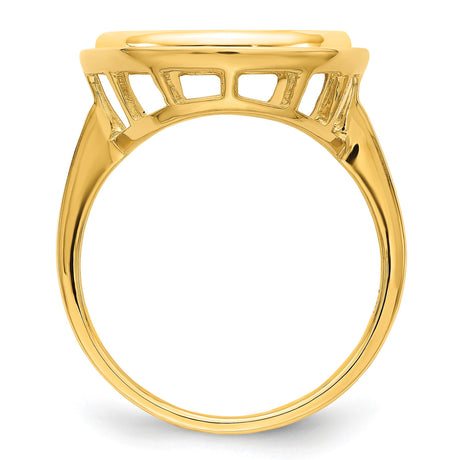 14 mm 14k Yellow Gold coin bezel ring for Canadian $1 Maple Leaf — alternate view