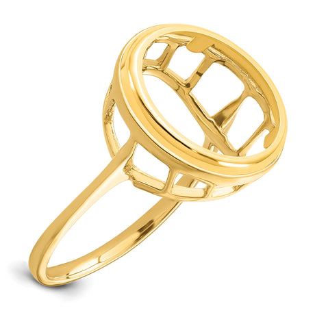 14 mm 14k Yellow Gold coin bezel ring for Canadian $1 Maple Leaf
