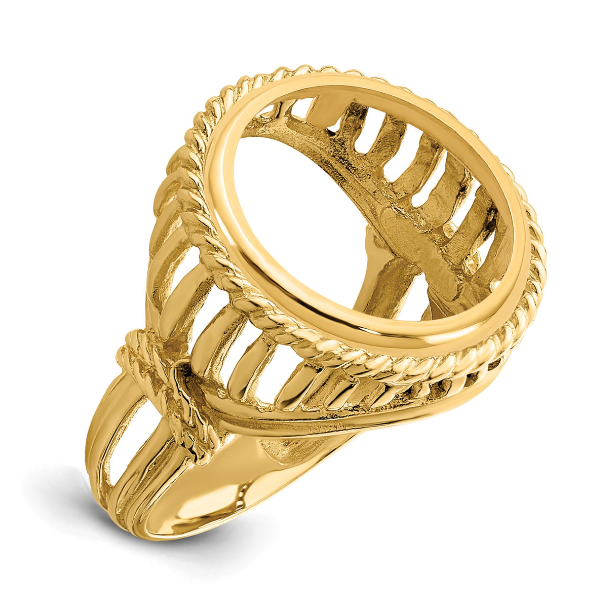 14 mm 14k Yellow Gold coin bezel ring for Canadian $1 Maple Leaf