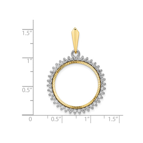 20 mm 14k Multi-Tone Gold coin bezel pendant for Canadian $10 Maple Leaf — size reference (ruler)