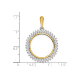 20 mm 14k Multi-Tone Gold coin bezel pendant for Canadian $10 Maple Leaf — size reference (ruler)