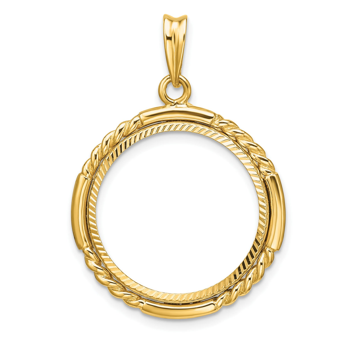 20 mm 14k Yellow Gold coin bezel pendant for Canadian $10 Maple Leaf