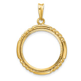 20 mm 14k Yellow Gold coin bezel pendant for Canadian $10 Maple Leaf