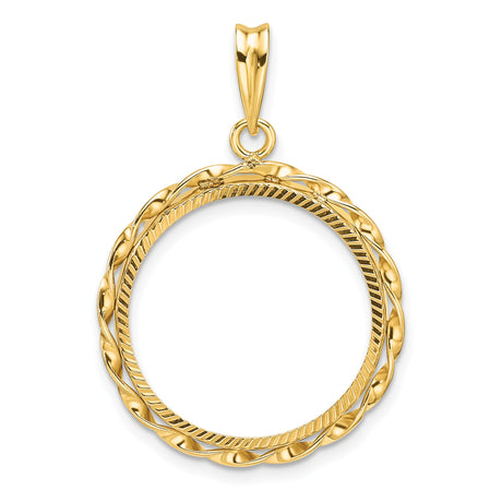 20 mm 14k Yellow Gold coin bezel pendant for Canadian $10 Maple Leaf
