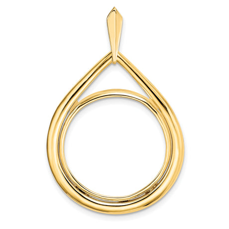 20 mm 14k Yellow Gold coin bezel pendant for Canadian $10 Maple Leaf