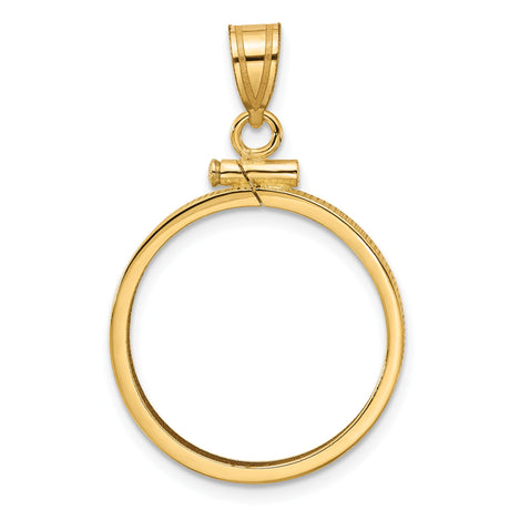 20 mm 14k Yellow Gold coin bezel pendant for Canadian $10 Maple Leaf