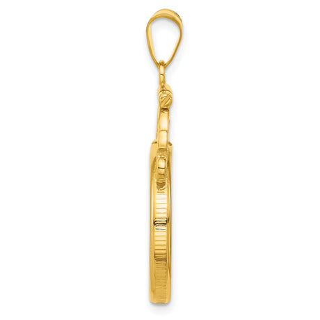 20 mm 14k Yellow Gold coin bezel pendant for Canadian $10 Maple Leaf — alternate view