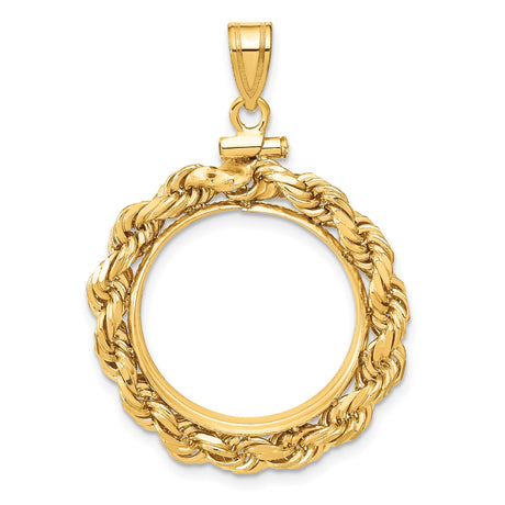 20 mm 14k Yellow Gold coin bezel pendant for Canadian $10 Maple Leaf — additional image