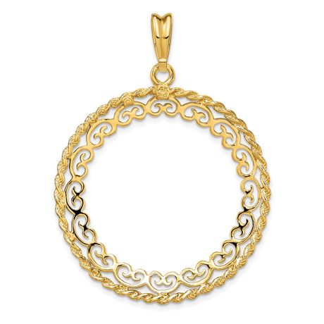 27 mm 14k Yellow Gold coin bezel pendant for Canadian 50¢ Half Dollar — additional image
