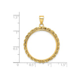 25 mm 14k Yellow Gold coin bezel pendant for Canadian 1¢ Cent - Large — size reference (ruler)