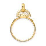 18 mm 14k Yellow Gold coin bezel pendant for Canadian 10¢ Dime - Silver — additional image