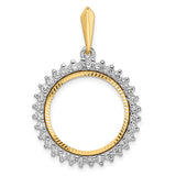 18 mm 14k Multi-Tone Gold coin bezel pendant for Canadian 10¢ Dime - Silver