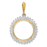 18 mm 14k Multi-Tone Gold coin bezel pendant for Canadian 10¢ Dime - Silver — additional image