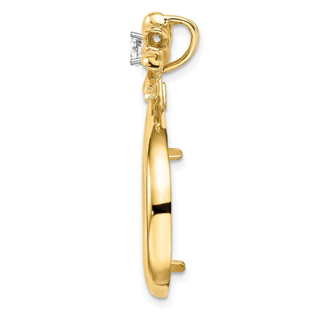 18 mm 14k Multi-Tone Gold coin bezel pendant for Canadian 10¢ Dime - Silver — alternate view