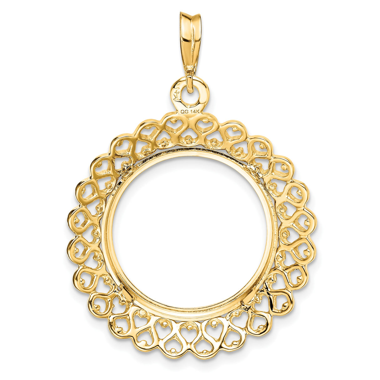 18 mm 14k Yellow Gold coin bezel pendant for Canadian 10¢ Dime - Silver — additional image