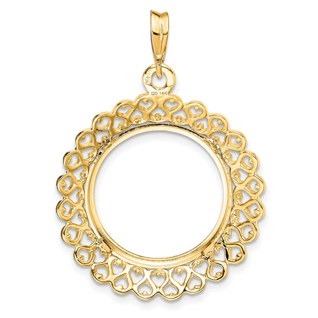 18 mm 14k Yellow Gold coin bezel pendant for Canadian 10¢ Dime - Silver — additional image