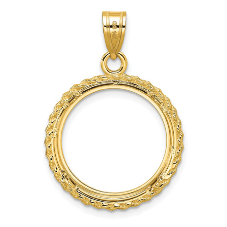 18 mm 14k Yellow Gold coin bezel pendant for Canadian 10¢ Dime - Silver — additional image