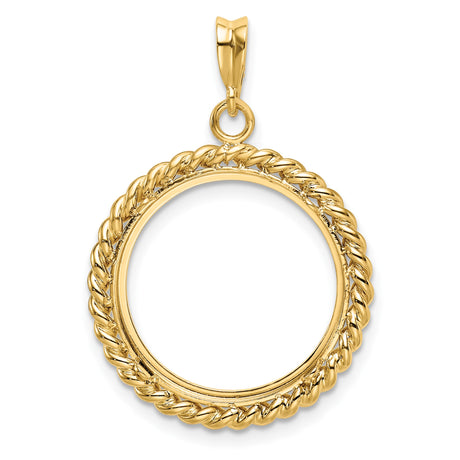 18 mm 14k Yellow Gold coin bezel pendant for Canadian 10¢ Dime - Silver — additional image