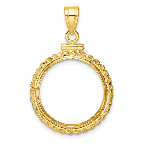 18 mm 14k Yellow Gold coin bezel pendant for Canadian 10¢ Dime - Silver — additional image