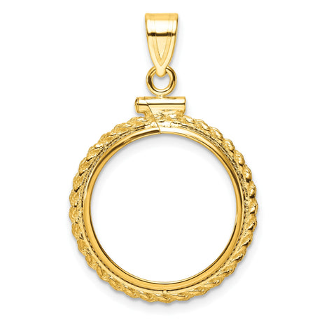 18 mm 14k Yellow Gold coin bezel pendant for Canadian 10¢ Dime - Silver