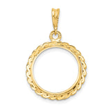 16 mm 14k Yellow Gold coin bezel pendant for Canadian 5¢ Nickel - Silver — additional image
