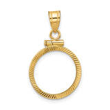 16 mm 10k Yellow Gold coin bezel pendant for Canadian 5¢ Nickel - Silver