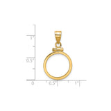 16 mm 14k Yellow Gold coin bezel pendant for Canadian 5¢ Nickel - Silver — size reference (ruler)