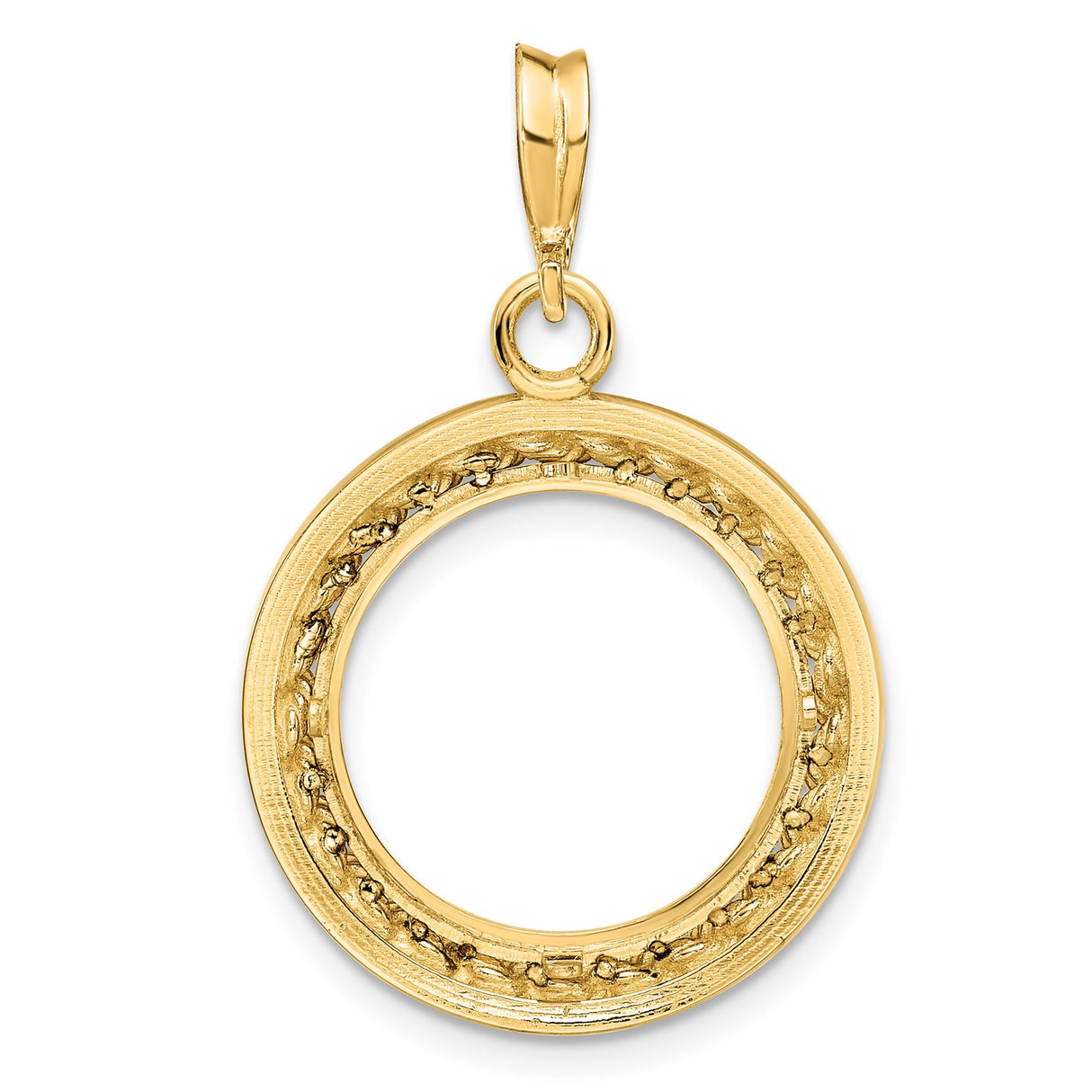 16 mm 14k Yellow Gold coin bezel pendant for Canadian 5¢ Nickel - Silver — additional image