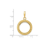 16 mm 14k Yellow Gold coin bezel pendant for Canadian 5¢ Nickel - Silver — size reference (ruler)