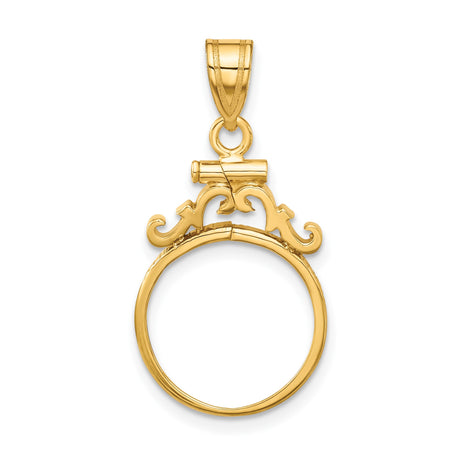 16 mm 14k Yellow Gold coin bezel pendant for Canadian 5¢ Nickel - Silver — additional image