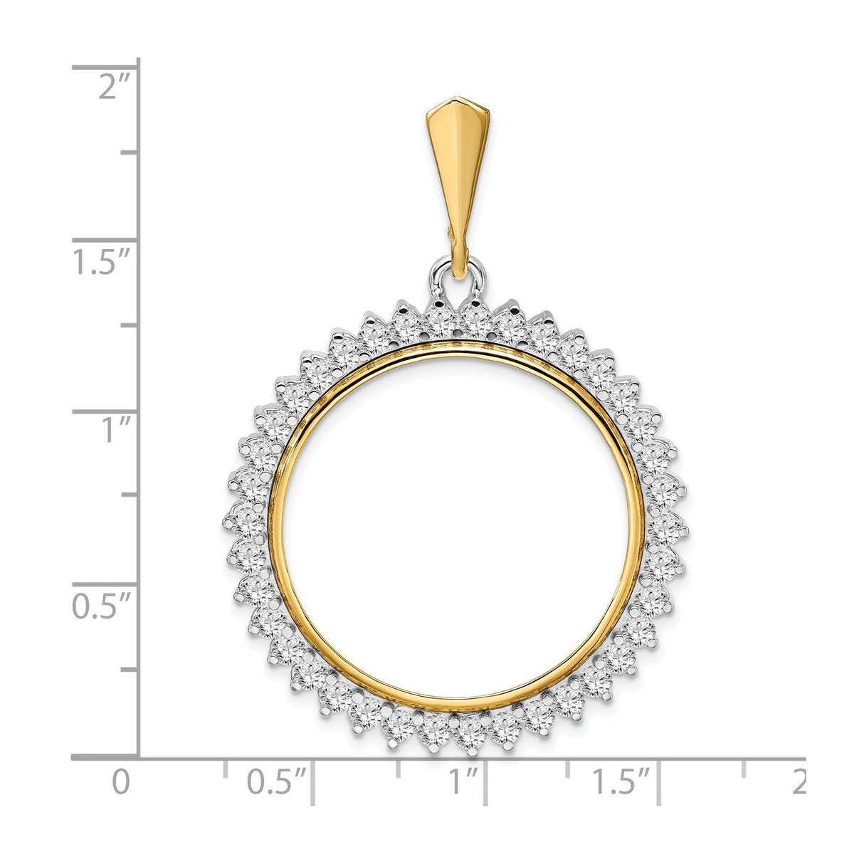 27 mm 14k Multi-Tone Gold coin bezel for Chinese ¥100 Panda — size reference (ruler)